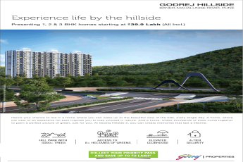 Presenting 1, 2 and 3 BHK homes starting at Rs 39.9 Lakh at Godrej Hillside in Pune