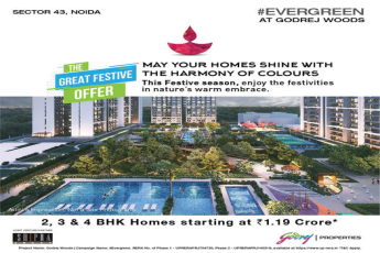 May Your Homes Shine with the Harmony of Colors at Evergreen Godrej Woods 2,3 & 4 BHK Homes Starting @ 1.19 Cr* Sector 43 Noida