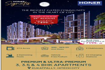 Book now pre launch price Rs 7199 per sqft at Honer Signatis, Hyderabad
