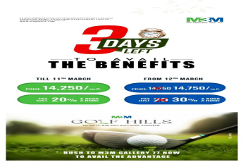 Final Countdown at M3M Golf Hills: Exclusive Offer with Only 2 Days Left to Book in Sector 79, Gurugram