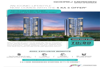 Pay 5 Lacs and Get 5 Lacs with the 5 ka 5 offer at Godrej Meridien, Gurgaon