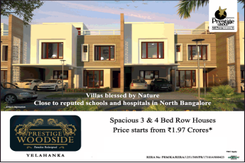 Spacious 3 and 4 BHK at Rs 1.97 Cr in Prestige Woodside, Bangalore