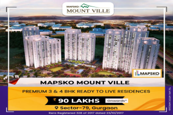 Book 3 & 4 BHK ready to live residences Rs 90 Lac onwards at Mapsko Mount Ville, Gurgaon