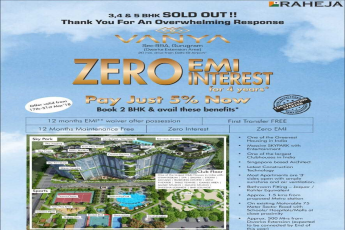 Pay just 5% now and book your home at Raheja Vanya in Gurgaon