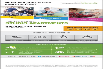 Live in premium studio apartments at Hiranandani Fortune City in Navi Mumbai