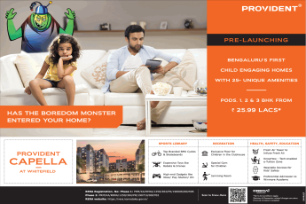 Book Pods, 1, 2 and 3 BHK from Rs 25.99 Lac at Provident Capella in Bangalore