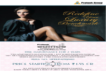 Prateek Edifice presents 3, 4 & 5 BHk homes starting @ 1.55 cr. with free maintainance for 2 years
