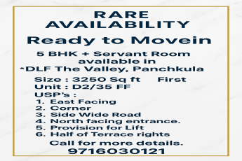 5 BHK Ready to Move In at DLF The Valley || Rare East Facing 5 BHK in Panchkula || Move-In Ready Luxury in Panchkula's DLF The Valley
