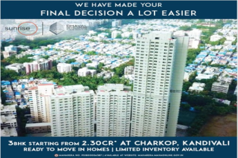 Ready to move in 3 BHK home Rs 2.30  Cr. at Dhaval Sunrise in Charkop, Mumbai