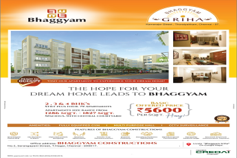 Ready for occupy at Bhaggyam Griha in Chennai