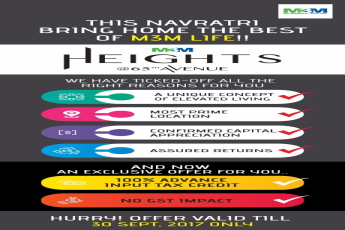 Exclusive Navratri offer with 100% advance tax credit at M3M Heights 65th Avenue in Gurgaon