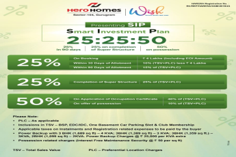 Presenting 25:25:50 payment plan at Hero Homes in Gurgaon