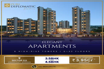 Discover Sublime Heights at Puri Diplomatic Residences, Sector 111, Dwarka Expressway, Gurugram