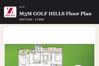 M3M GOLF HILLS Floor Plan: 3.5 BHK (1902 sq ft) With Study