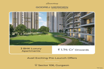 Book 3 BHK Luxury apartments Rs 1.74 Cr owards at Godrej Meridien, Gurgaon