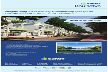 Imagine living in a community surrounded by open spaces & with nature at Saket Bhu:satva in Hyderabad