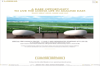 Special pre-launch prices - 2 and 3 Bed residences starting Rs 1.99 Cr at Lodha Codename Limited Edition, Mumbai