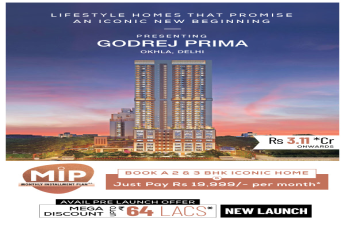 Book 2 and 3 BHK iconic home & just pay Rs 19999 per month at Godrej Prima, South Delhi