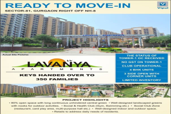 Live in luxurious ready to move homes at Vipul Lavanya Apartments in Gurgaon