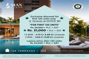 Limited Time Offer at The Terraces by Max Estates || Exclusive Discount for First 120 Units at Estate 361 || Unbeatable Price for First 120 Units in Gurugram