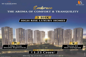 Book 3 BHK high rise luxury home Rs 1.23 Cr at SS Cendana Residence in Sector 83, Gurgaon