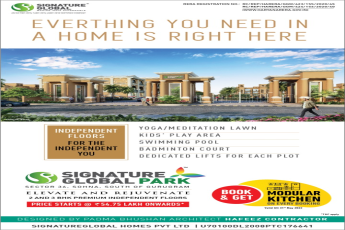 Book and get modular kitchan on every booking at Signature Global Park in sector 36, Sauth of Gurgaon