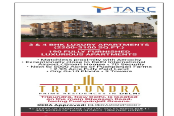 Book 3 and 4 BHK luxury apartments at Tarc Tripundra, New Delhi