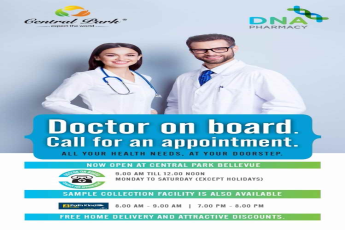 Now book your appointment on call with Doctor on board at DNA Pharmacy at Central Park