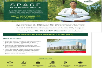 Vatika Seven Elements 2, 3 & 4 BHK Apartments at Sec - 89A, Gurgaon, Starting Rs. 95 Lakh