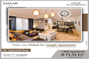 Book 3 BHK apartments Rs 1.55 Cr at Emaar Palm Heights in Sector 77, Gurgaon