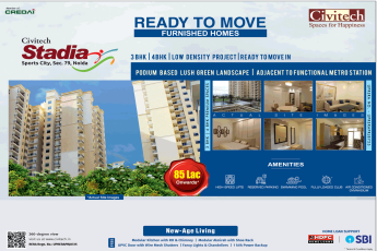 Ready to move furnished homes at Civitech Stadia in Sector 79, Noida