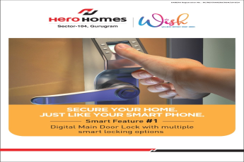 Digital main door lock with multiple smart locking options at Hero Homes in Sector 104, Gurgaon