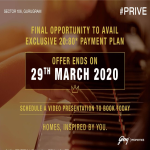 Final opportunity to avail exclusive 20:80 payment plan at Godrej Prive in Gurgaon