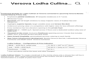 Lodha Cullinan Versova, Luxury Residences Starting at 21.30 Cr