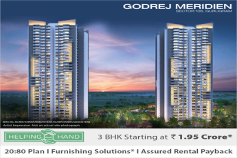 Book 3 BHK home starting  Rs 1.95 Cr at Godrej Meridien, Gurgaon