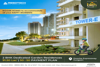 Book 2 BHK dedicated garden residences starting Rs 91.50 Lac at Assotech Blith in Sector 99, Gurgaon