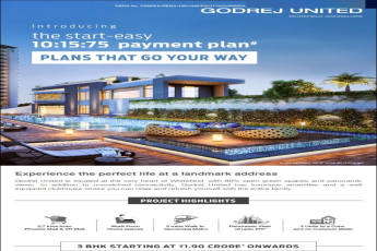 Introducing the start-easy 10:15:75 payment plan at Godrej United in Bangalore