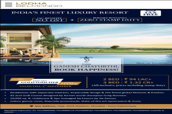 Book 2 & 3 BR starting @ 94 lac+ with no GST & zero stamp duty at Lodha Belmondo