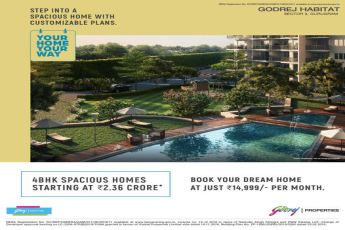Book 4 BHK spacious Home Starting Rs 2.36 Cr at Godrej Habitat in Gurgaon