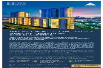 The ultimate offer on the ultimate address at Embassy Lake Terraces in Bangalore