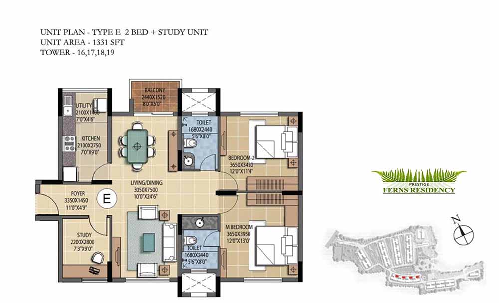 Prestige Ferns Residency Floor Plan
