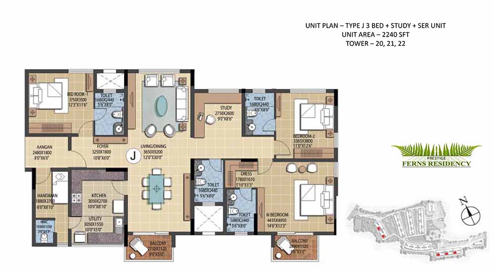 Prestige Ferns Residency Floor Plan