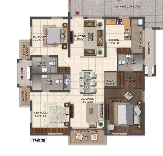 Aparna Sarovar Grande Floor Plan