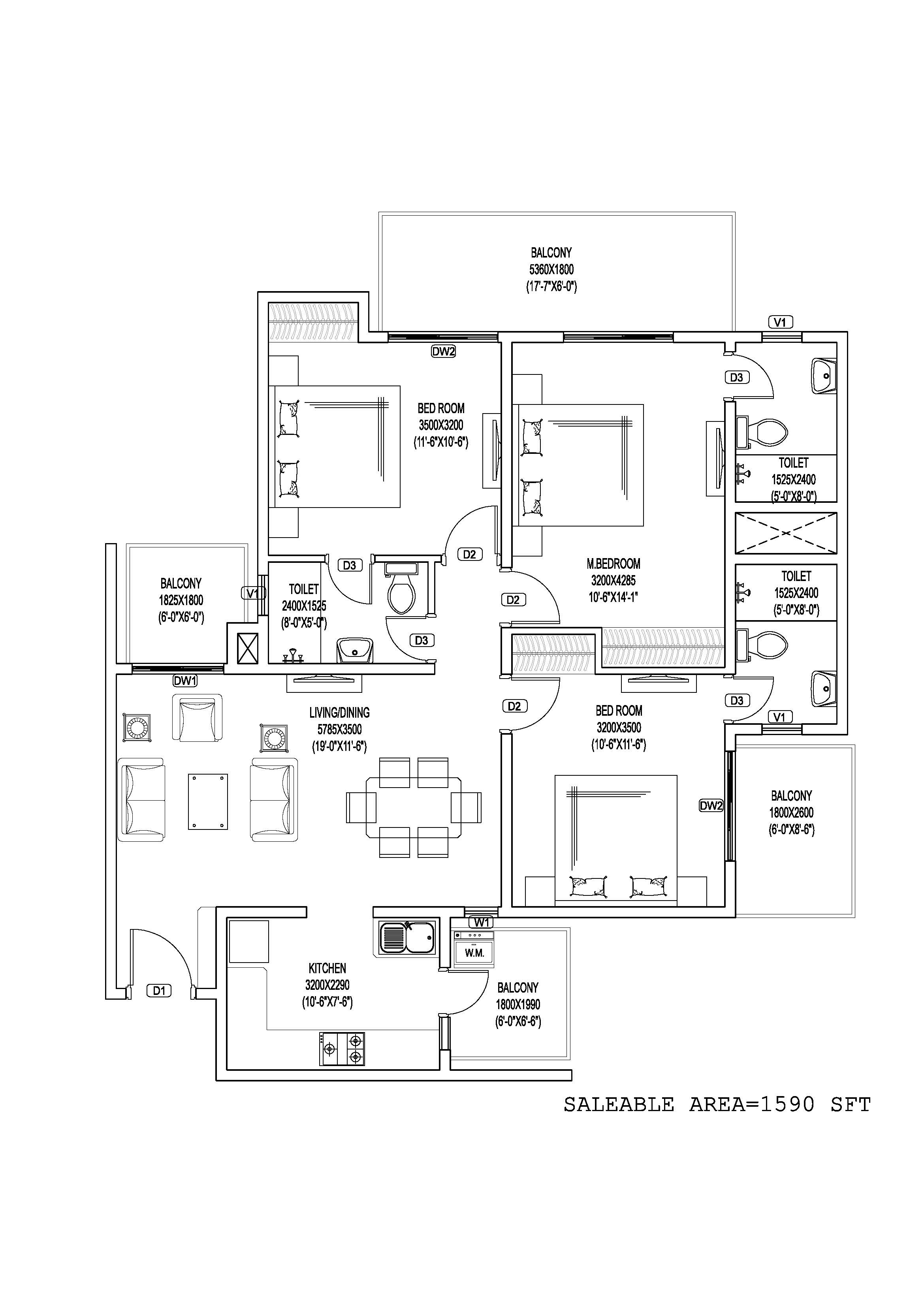 Central Park 3 Lake Front Towers Floor Plan