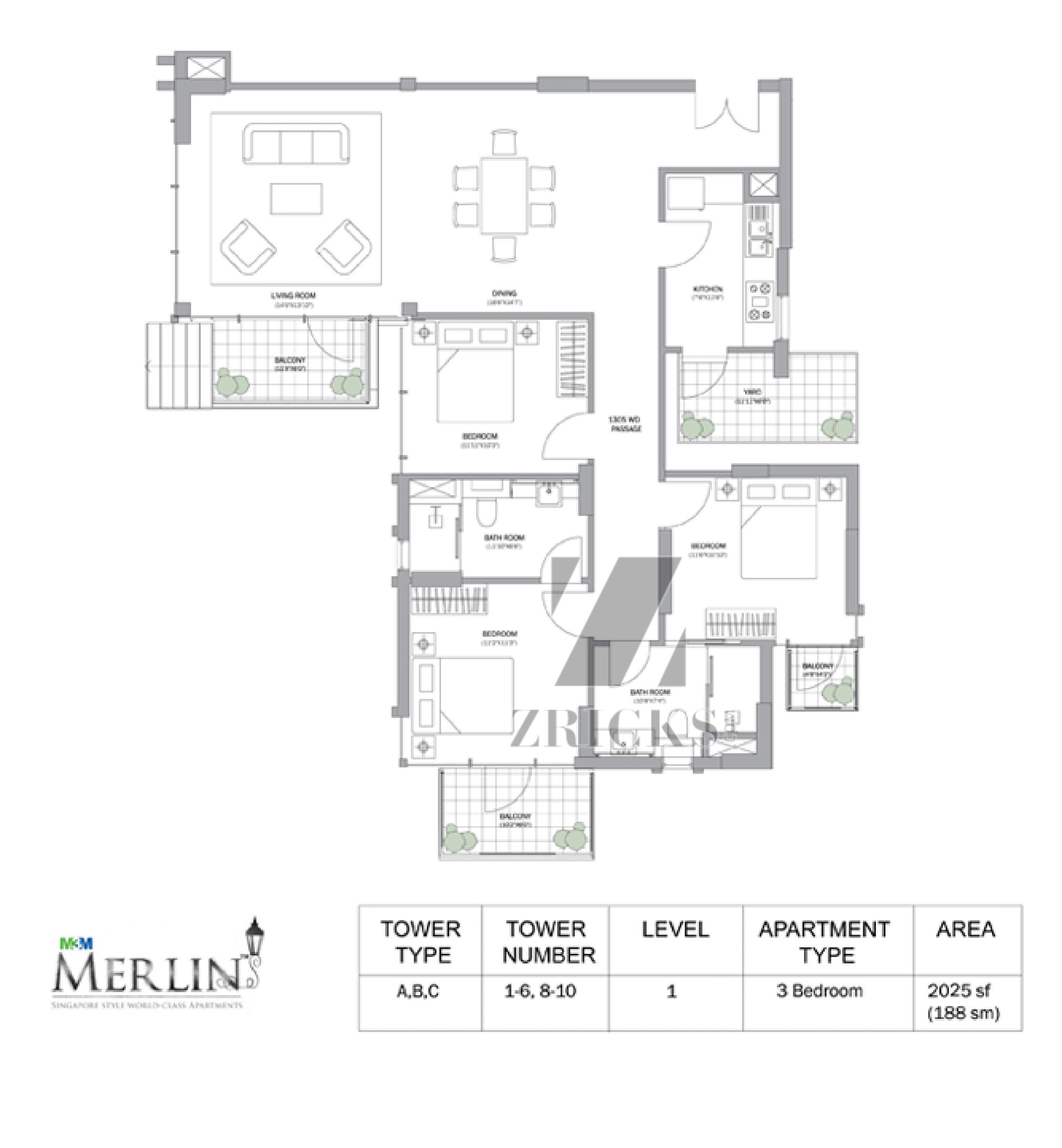 M3M Merlin Floor Plan