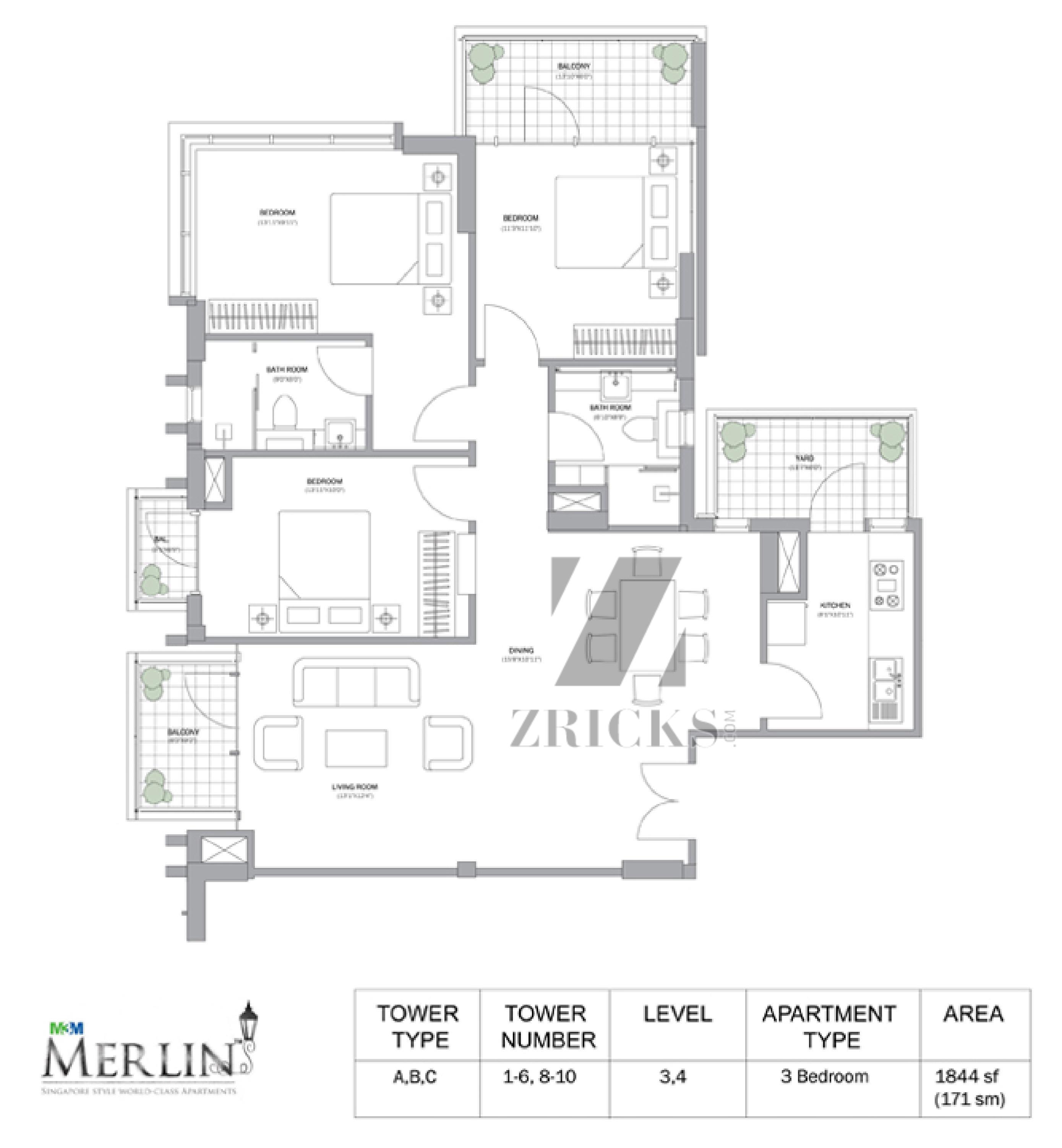 M3M Merlin Floor Plan