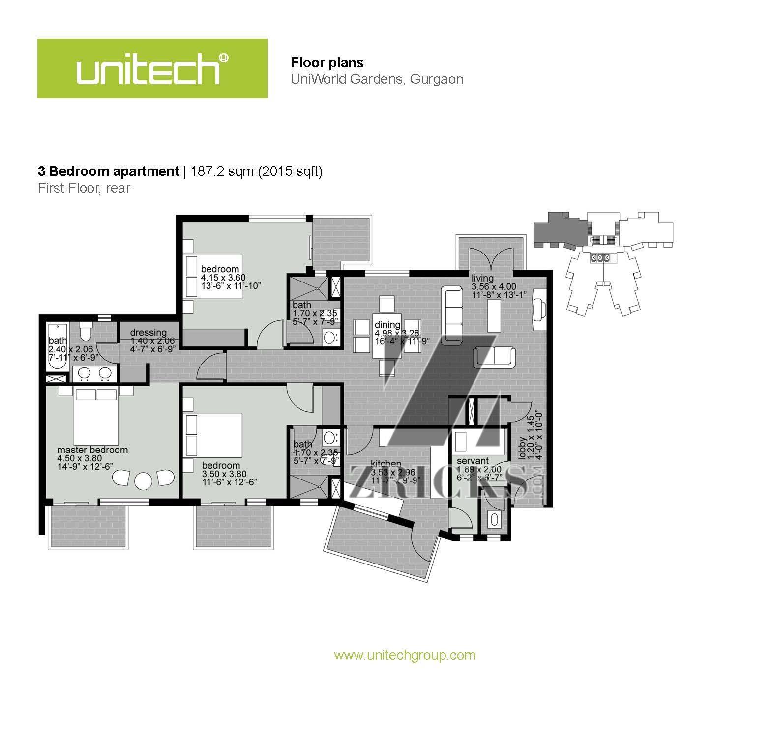 Unitech Uniworld Gardens I Floor Plan