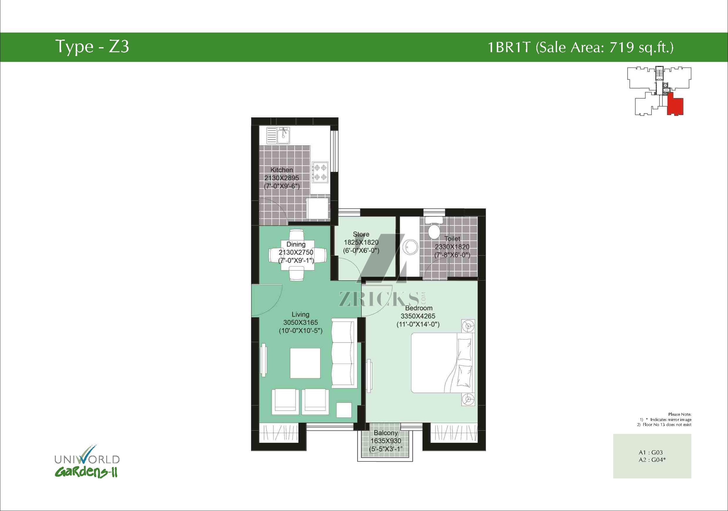 Unitech Uniworld Gardens II Floor Plan