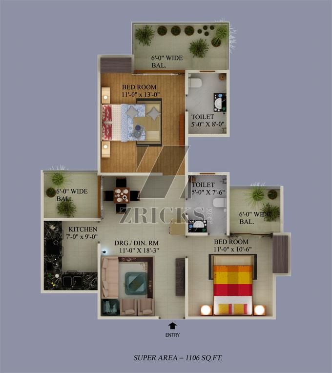 Supertech Ecovillage II Floor Plan