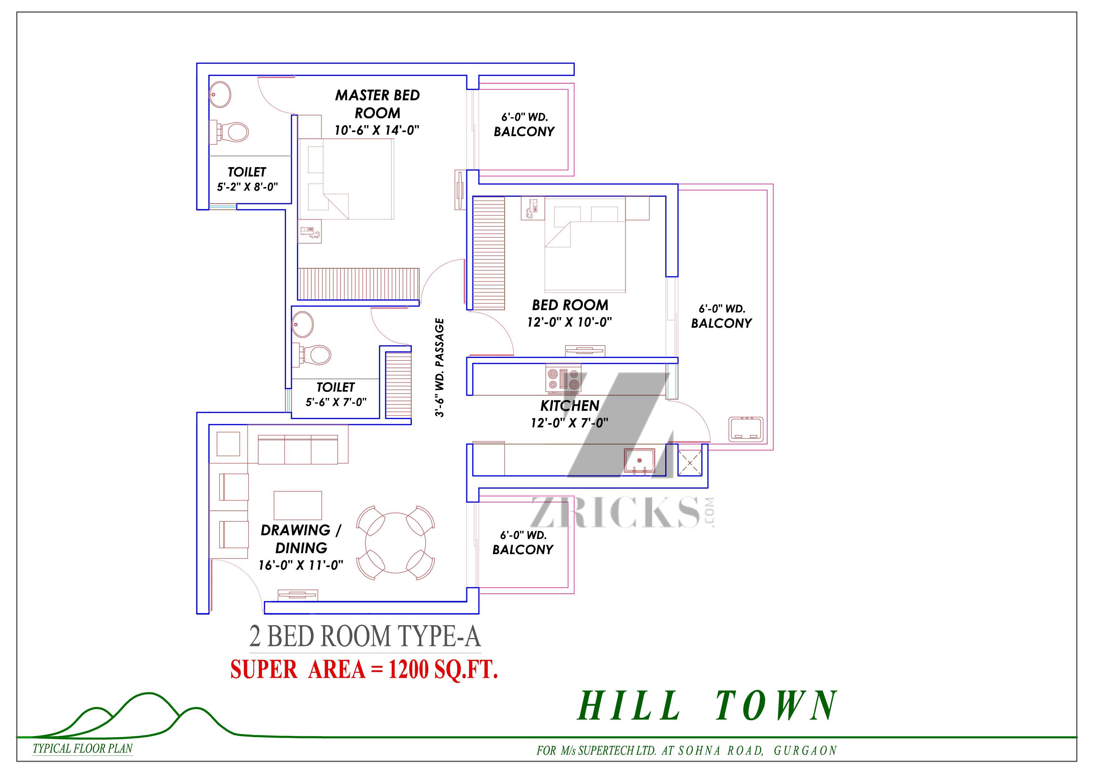 Supertech Hill Town Floor Plan